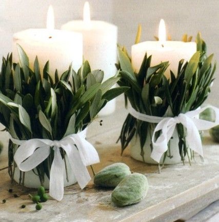 Candele con foglie