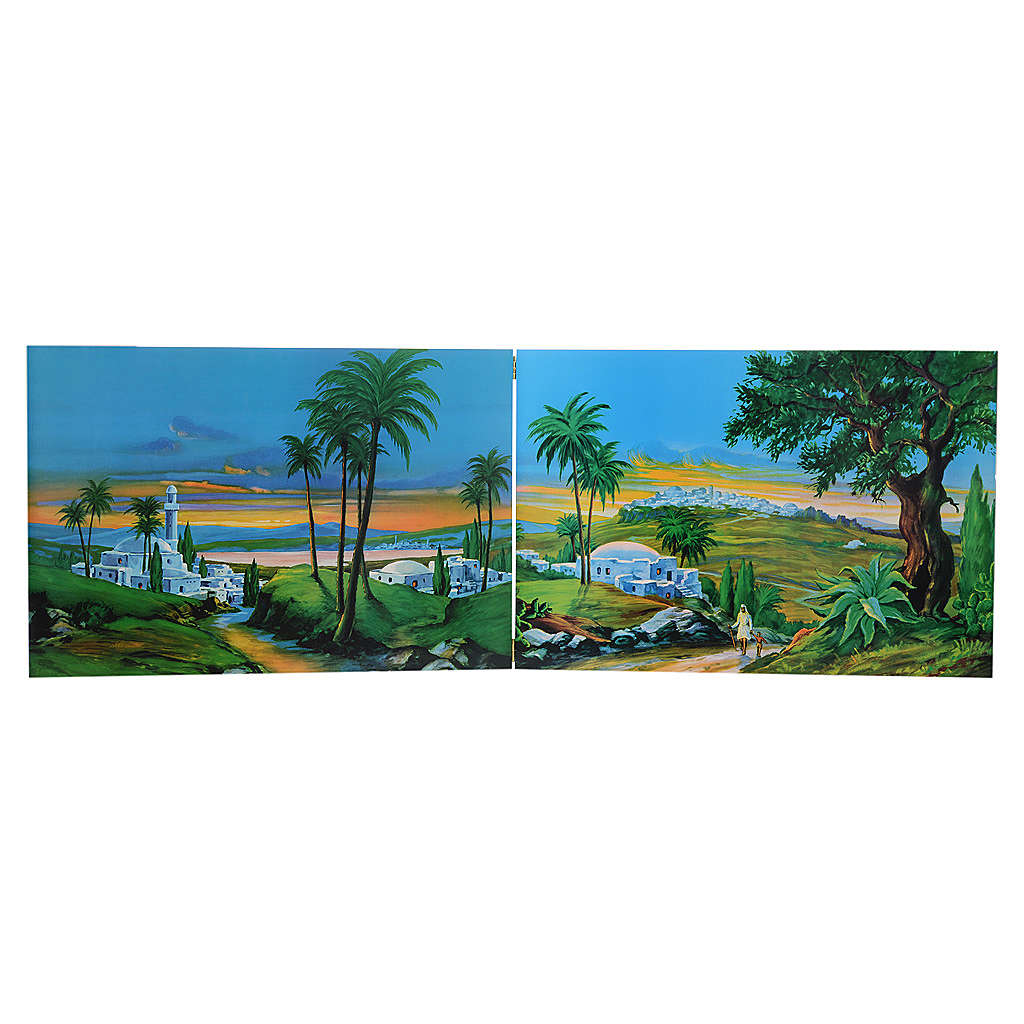 Fondale presepe dittico 200x60 cm legno