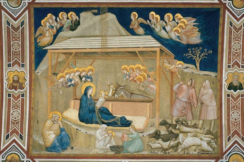 La Natività affrescata da Giotto nel transetto destro della Basilica inferiore di San Francesco d'Assisi