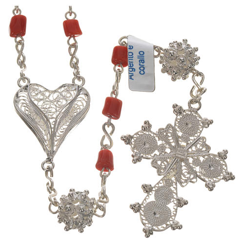 rosario argento 800 e corallo