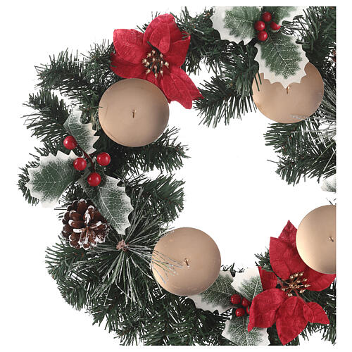 set corona avvento e candele lucide 15x8 cm