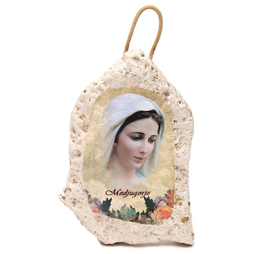 immagine in gesso della madonna di medjugorje 13x9 cm