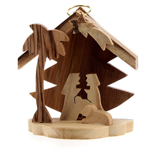 addobbo albero silhouette sacra famiglia legno ulivo betlemme 7 cm