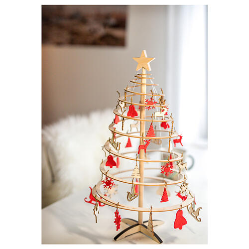 albero di natale spira mini e set decorazione legno 42 cm