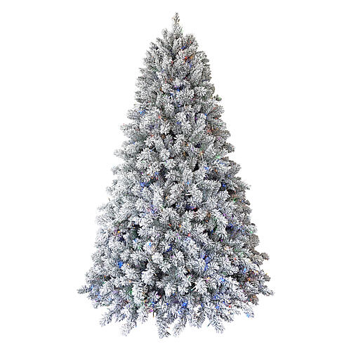 albero di natale verde floccato 240 cm snowy seneca 2300 led