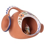 nativita 2 cm dentro anfora 10x10x5 cm in ceramica deruta con decorazioni blu