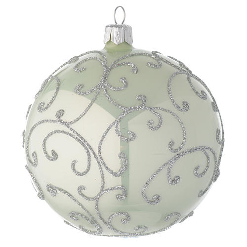 palla vetro verde metallizzato e argento 100 mm