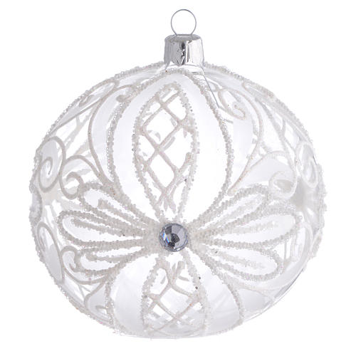 pallina albero natale vetro trasparente bianco 100mm