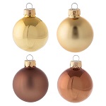 set 16 palline 50 mm albero natale oro marrone puntale oro vetro soffiato
