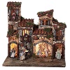 borgo presepe napoletano completo illuminato fontanella 30x35x25 statue 6 cm