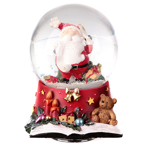 sfera palla di neve babbo natale base decorata 15x10 cm