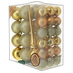 set decoro 38 palline color oro albero di natale 60 mm ecosostenibile