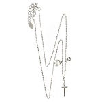 collana croce perla zirconi amen argento 925 fin. rodio