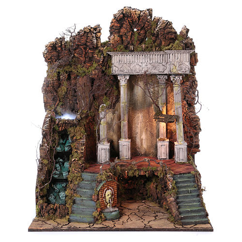 ambientazione per presepe napoli di 10-12-14 cm cascata e effetto nebbia 105x80x60 cm