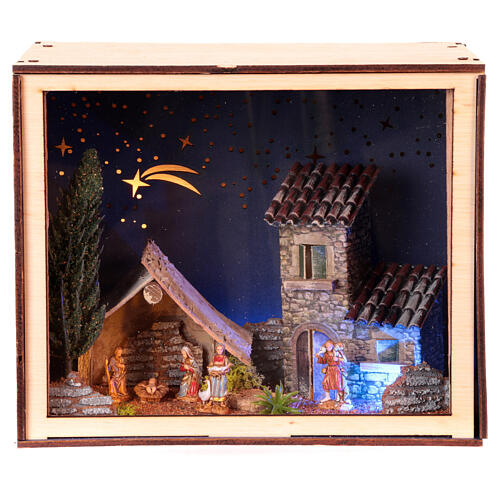 nativity box scena natività presepe 4 cm dipinta a mano 20x25x20cm