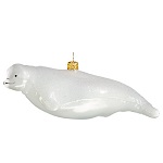 balena beluga addobbo albero di natale 5 cm vetro soffiato