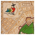mappa rilievo legno vaticano logo giubileo 35x35 cm ed limitata