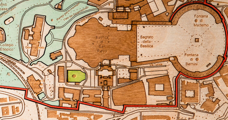 Mappe in rilievo in legno della città di Roma e del Vaticano: un ricordo del Giubileo 2025