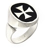 anello nero regolabile croce di malta unisex argento 925 holyart collection