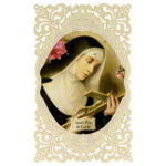 santino di santa rita da cascia decoro merlettato 11x7 cm