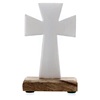 croce da tavolo ferro smaltato bianco base legno 10 cm