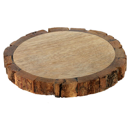piattino portacandela legno rotondo con bordo candele 8 cm