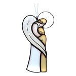 angeli abbracciati in vetro colorato