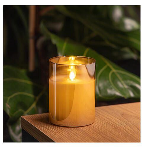 candela led cera vetro h 10 cm effetto fiamma movimento