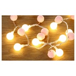 catena 20 led bianco caldo pon pon rosa 150 cm