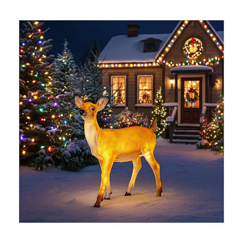 cerbiatto in piedi luce natale led per esterni 70x60x30 cm