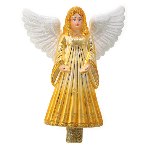 puntale angelo dorato decorazioni albero natale vetro soffiato