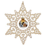 stella legno di faggio 13 cm pallina vetro decoro paesaggio oro val gardena