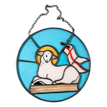 agnello di dio in vetro colorato