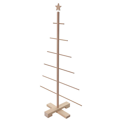 albero di natale xmas3 rami orizzontali fissi in legno naturale 125 cm