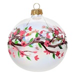 pallina sferica iridescente fiori di pesco vetro soffiato 100 mm