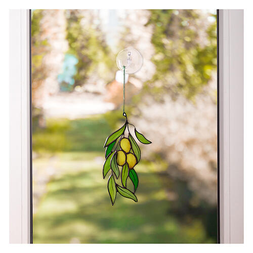 ramo d'ulivo in vetro colorato