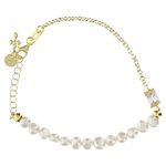 bracciale perle naturali zircone bianco benedictus argento 925 dorato
