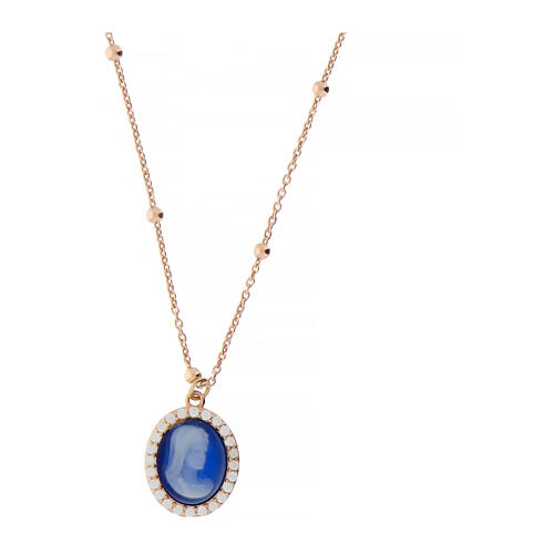 collana cammeo blu e rose con zirconi bianchi agios
