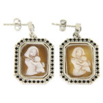 orecchini argento 925 con zirconi neri e cammeo
