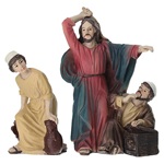 set cacciata dei mercanti dal tempio 10 cm resina dipinta presepe pasquale
