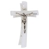 crocifisso vetro murano 16 cm argentato strass