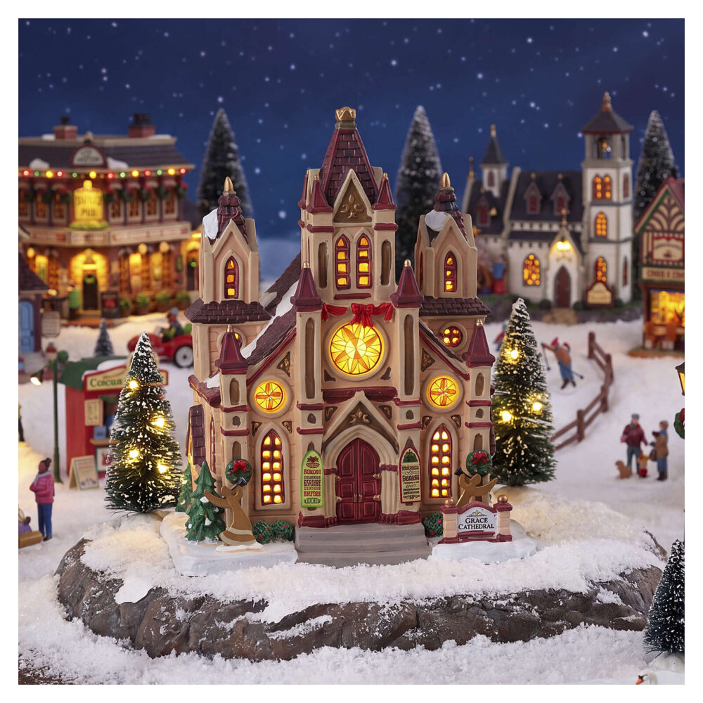 grace cathedral edificio illuminato lemax caddington village 21x18x15 cm 45255