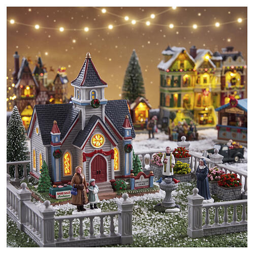 spruce valley church edificio illuminato lemax caddington village 20x18x13 cm 65553