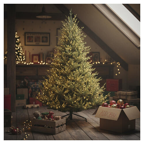 Choinka sztuczna, model Yellowstone - 210 cm, z oświetleniem 1000 LED biały ciepły, gra świateł, PVC i PE 