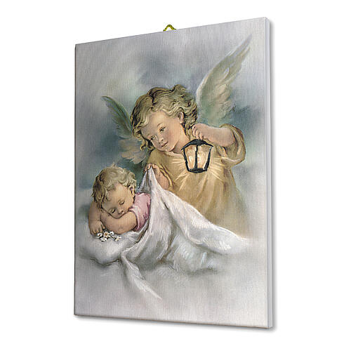 quadro tela anjo da guarda com lanterna 70x50 cm
