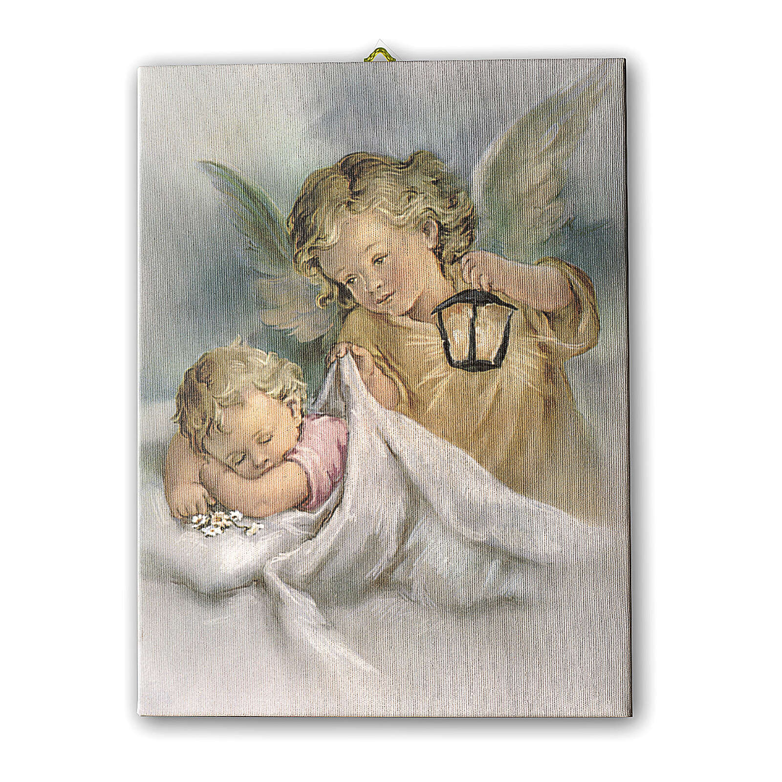 quadro tela anjo da guarda com lanterna 70x50 cm