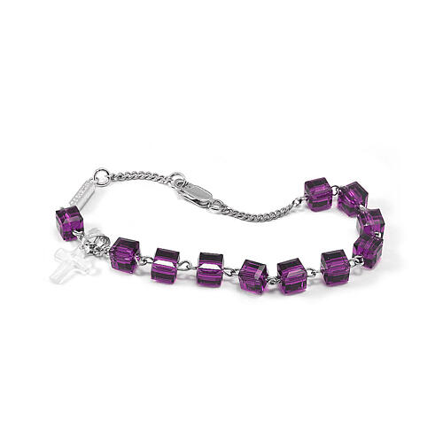 Pulseira dezena Ghirelli prata 925 banhada em ródio cruz cristal